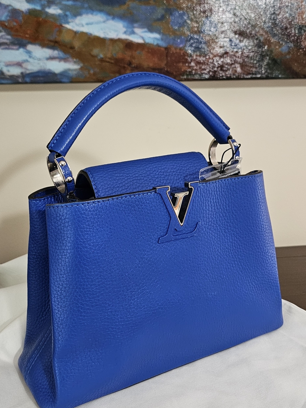 Louis Vuitton Capucines BB Top Handle Satchel in Electric Blue